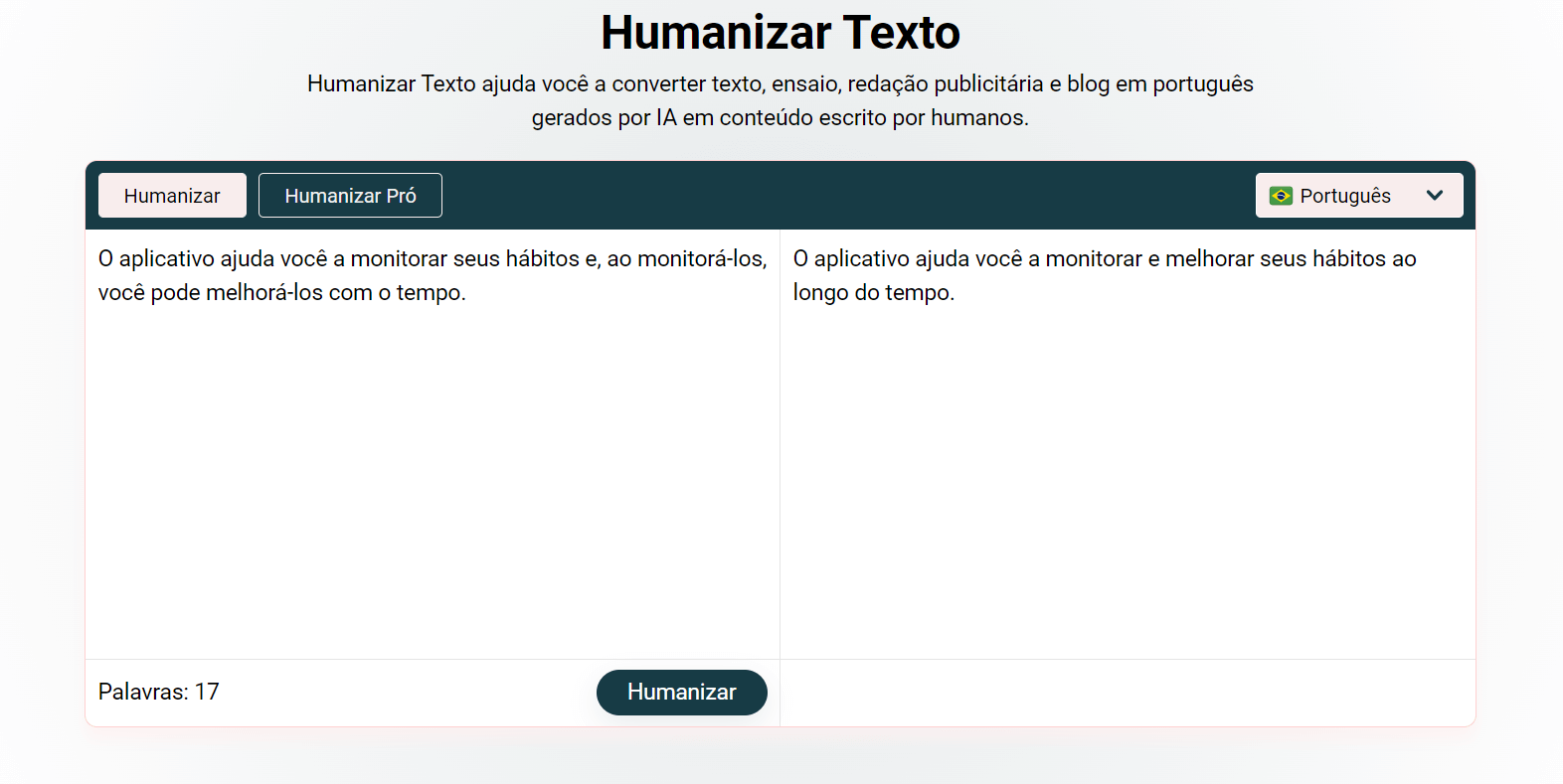 removendo redundância com Humanizar Texto