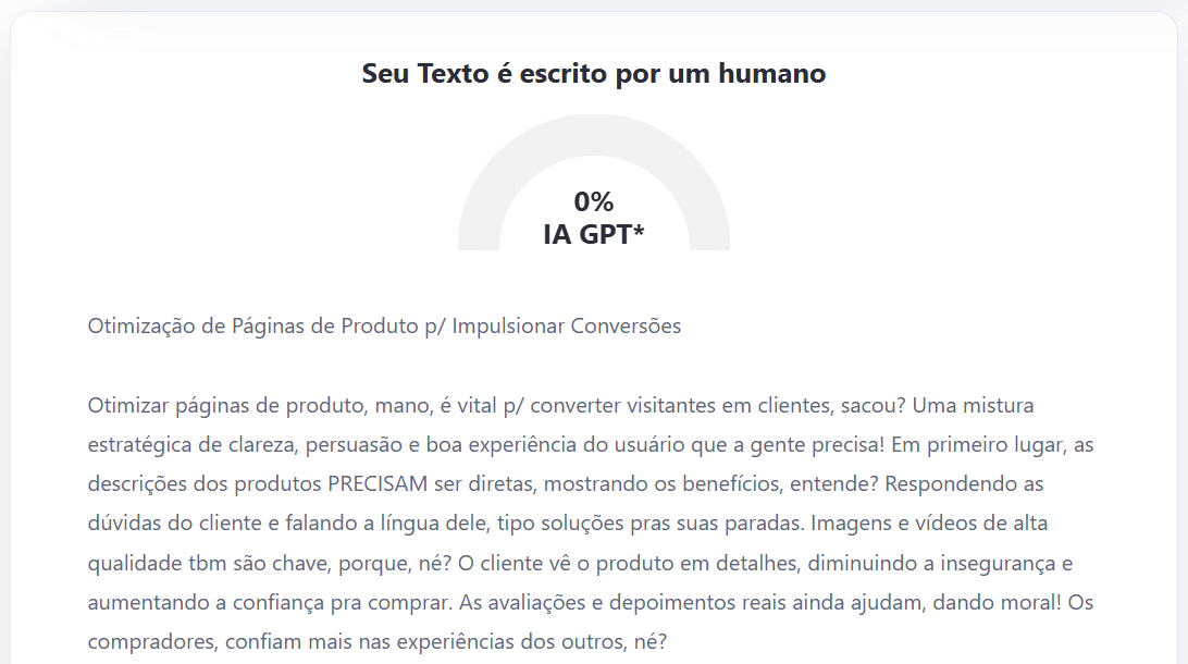 Verifique o texto com detector de IA